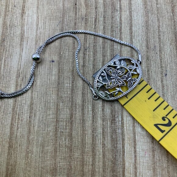 IBB Brillance Marcasite Butterfly Floral Adjustable Slide Bracelet - Picture 6 of 7